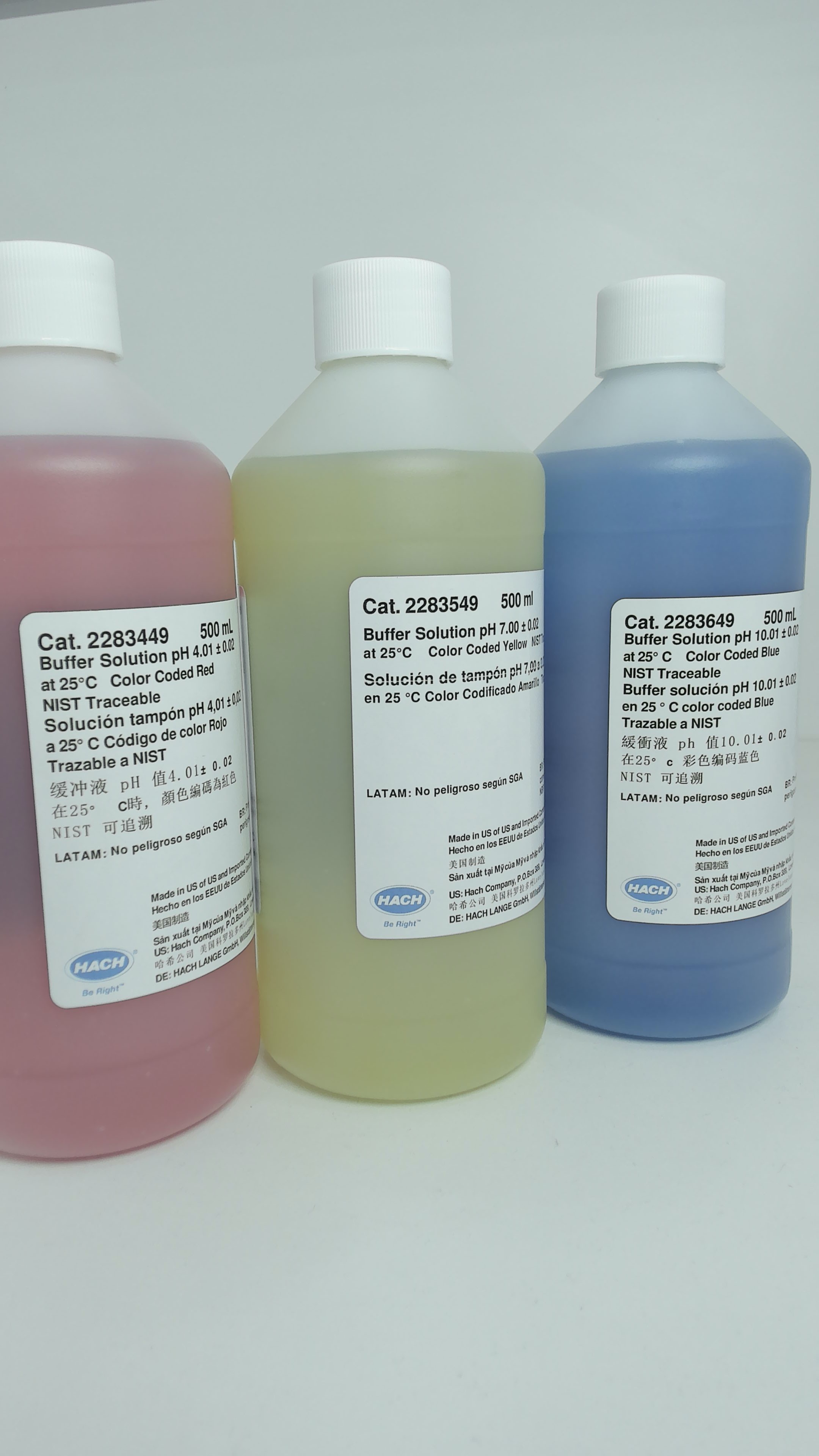 Kit de soluciones buffer pH 4.01, pH 7.00 y pH 10.01 (NIST)