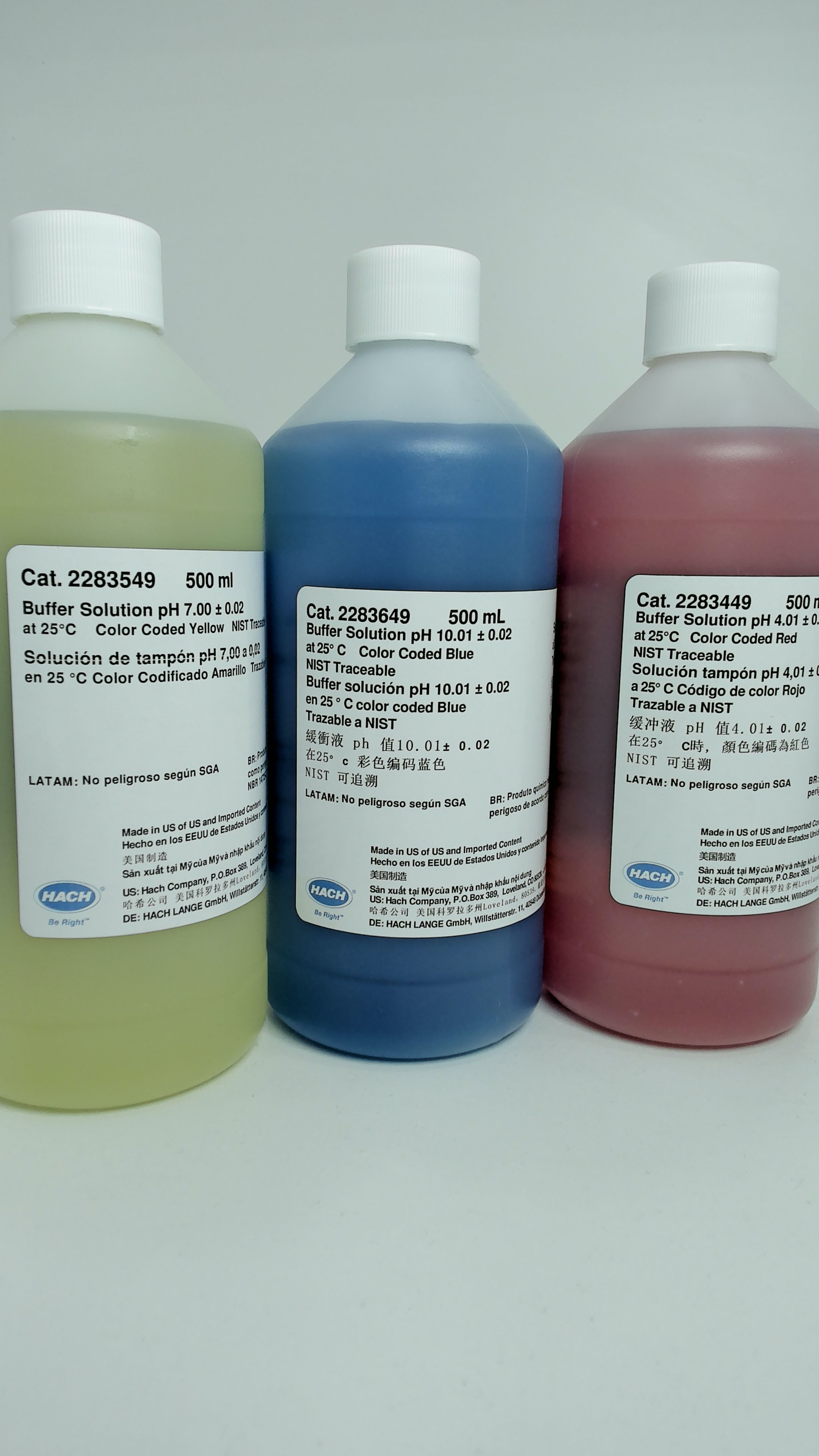 Kit de soluciones buffer pH 4.01, pH 7.00 y pH 10.01 (NIST)