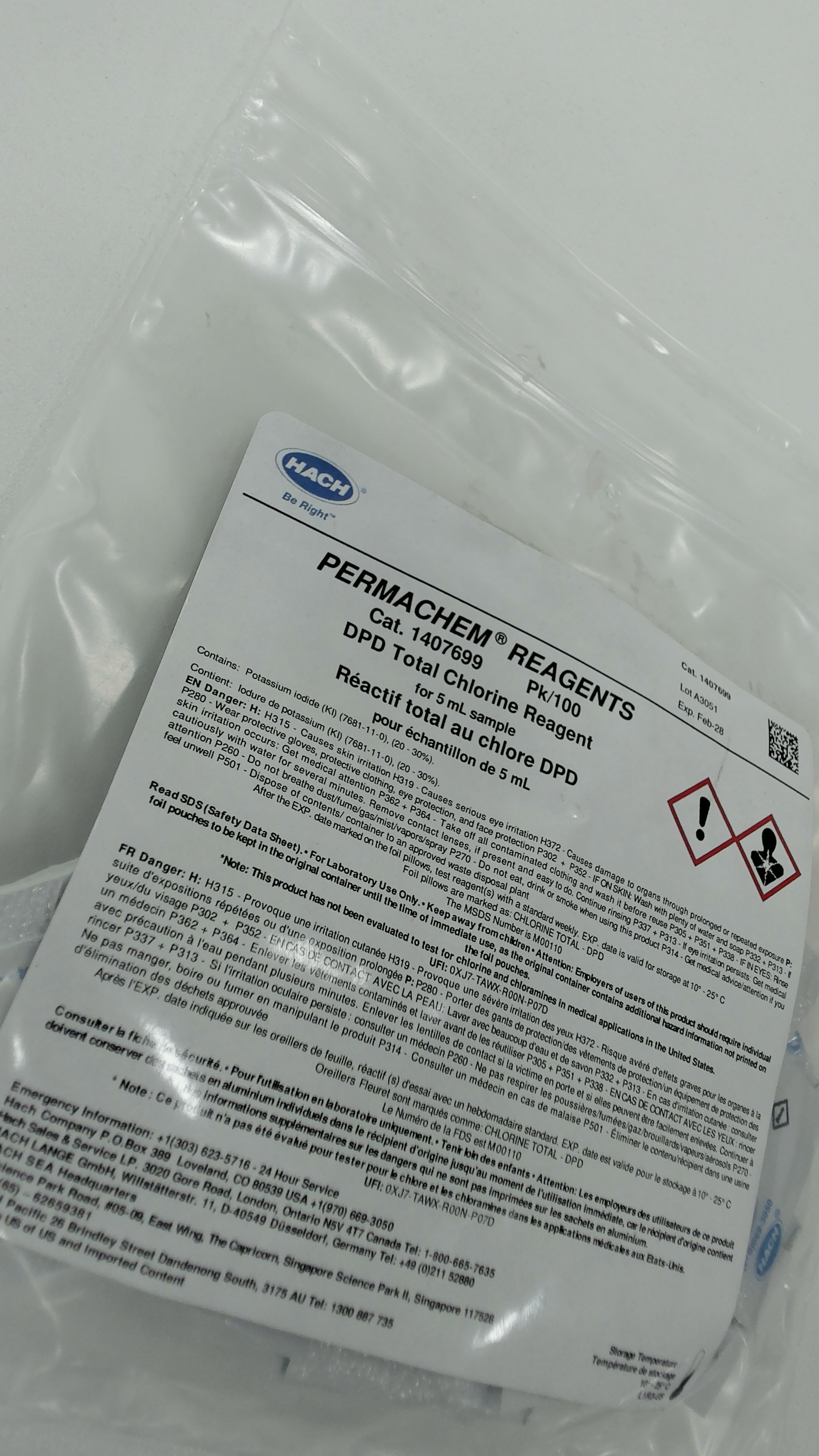 DPD para cloro total muestra de 5ml 