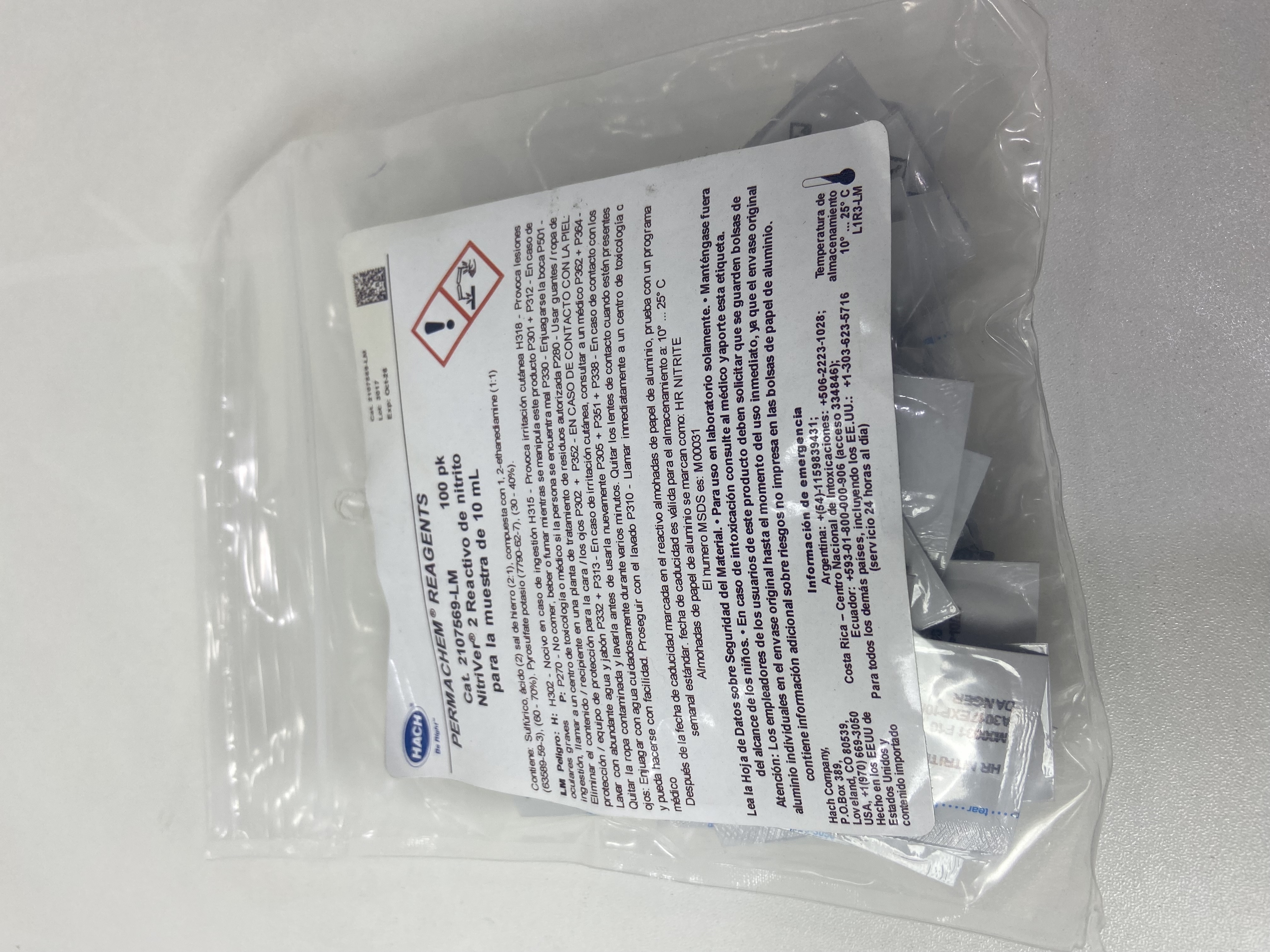 NitriVer 2 Reactivo de Nitrito, Sobres en Polvo 10 ml, pk/100 