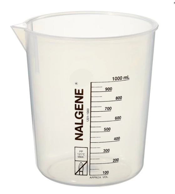 Beaker plástico graduado Nalgene PP, de 1000 ml