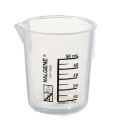 Beaker graduado plástico PP de 50 ml